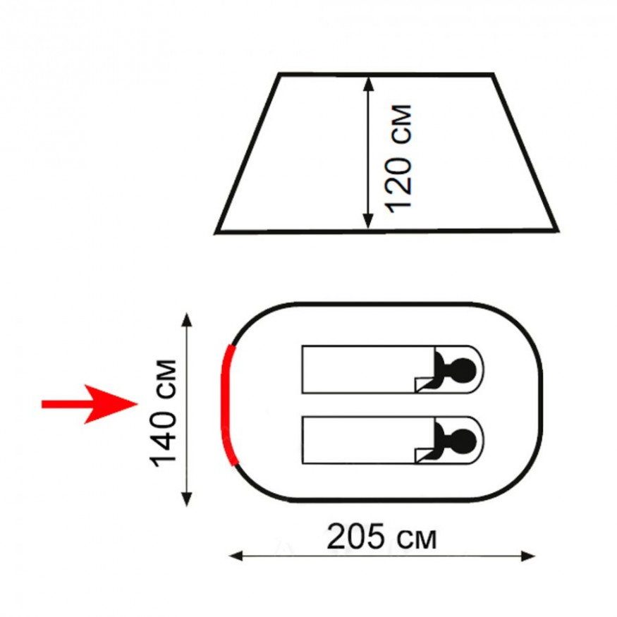 Палатка Totem Pop Up 2 v2, зеленый (однослойная)