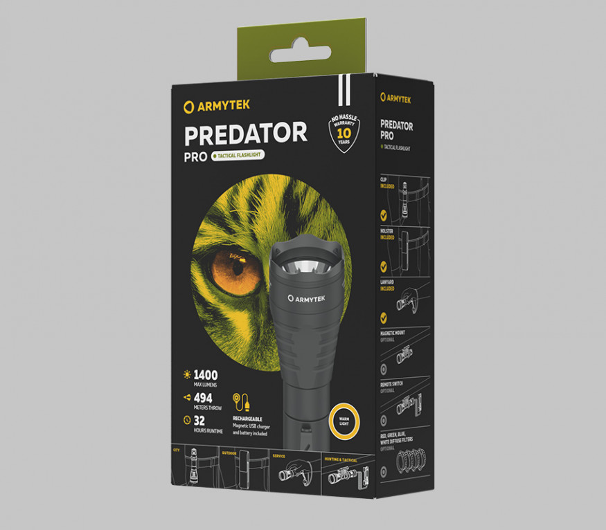 Armytek Predator Pro Magnet USB (теплый свет)