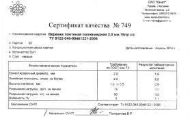 Репшнур Коломна 2 мм, белый