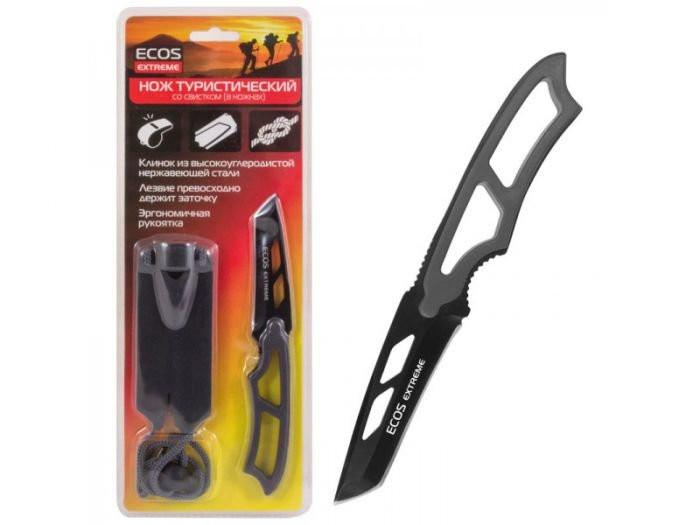 Нож туристический со свистком (в ножнах) Gavar EX-SW-B01 Grey