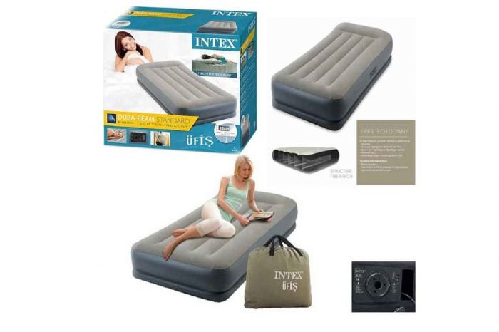 Кровать надувная Pillow Rest Twin 191*99*30 см со встр. насосом 220В, Intex